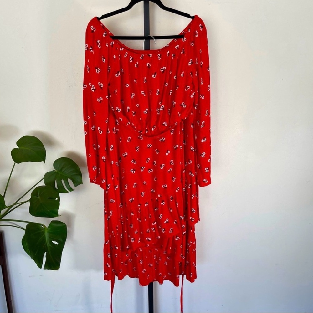Billabong Red Floral Asymmetrical Dress
